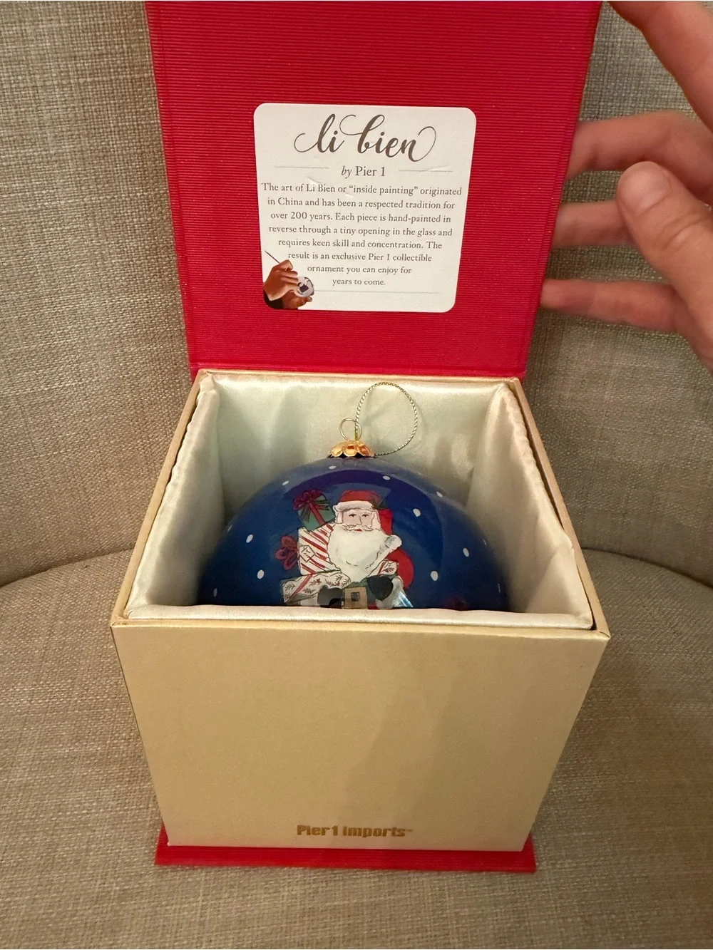 Li Bien by Pier 1 2022 Ornament Santa in Town 2022 Hand Painted 4” includes box
